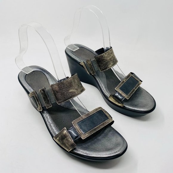 Naot Treasure Metallic Wedges 40 9 Pewter Sandals Metallic Comfortable Shoes - Picture 2 of 11